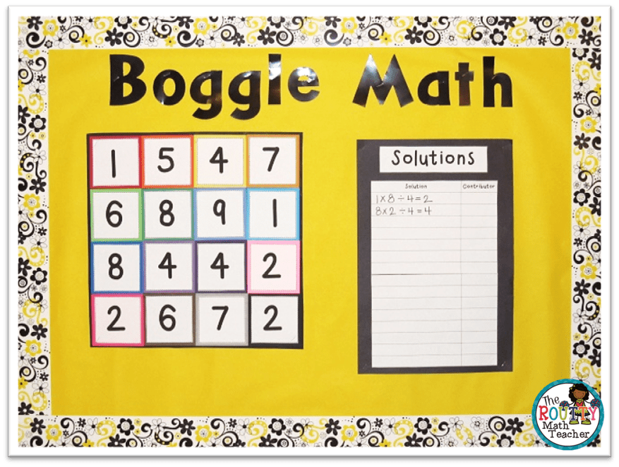 This an example of a Math Boggle Board.