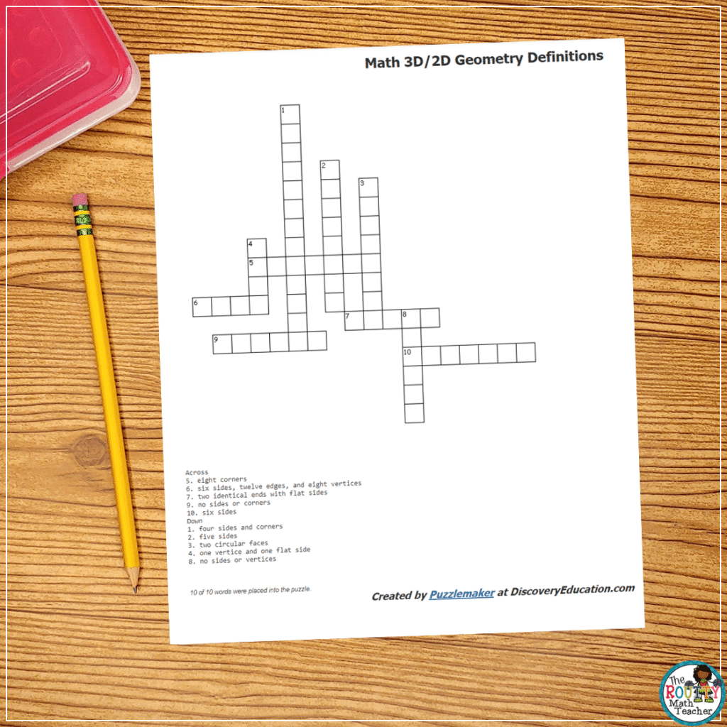 This is an example of a student-created crossword puzzle.