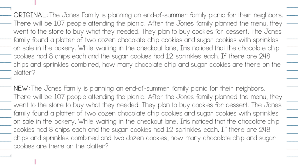 This is an example of how adding a condition can transform a math word problem.