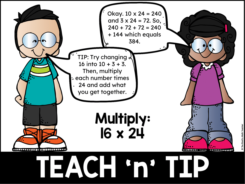 This is an example of students using the Teach ‘n’ Tip strategy with partner math games.
